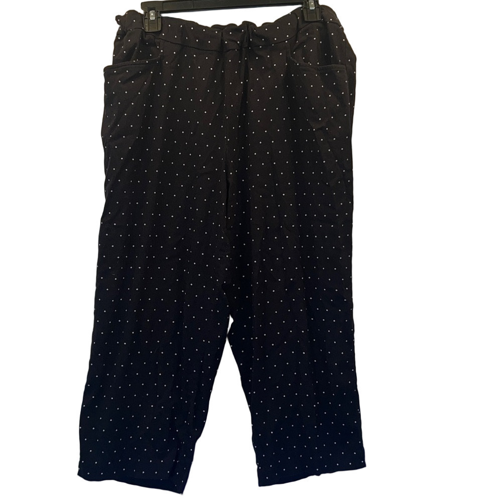 George Black and White Polka Dot Capris, Plus Size XXL